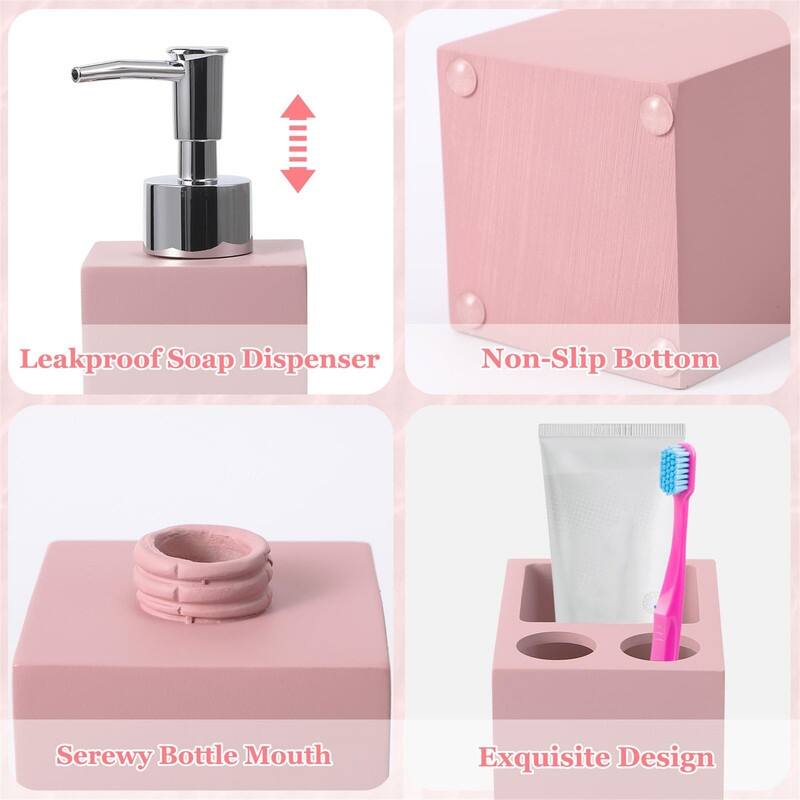 5Pcs Resin Pink Bathroom Sets