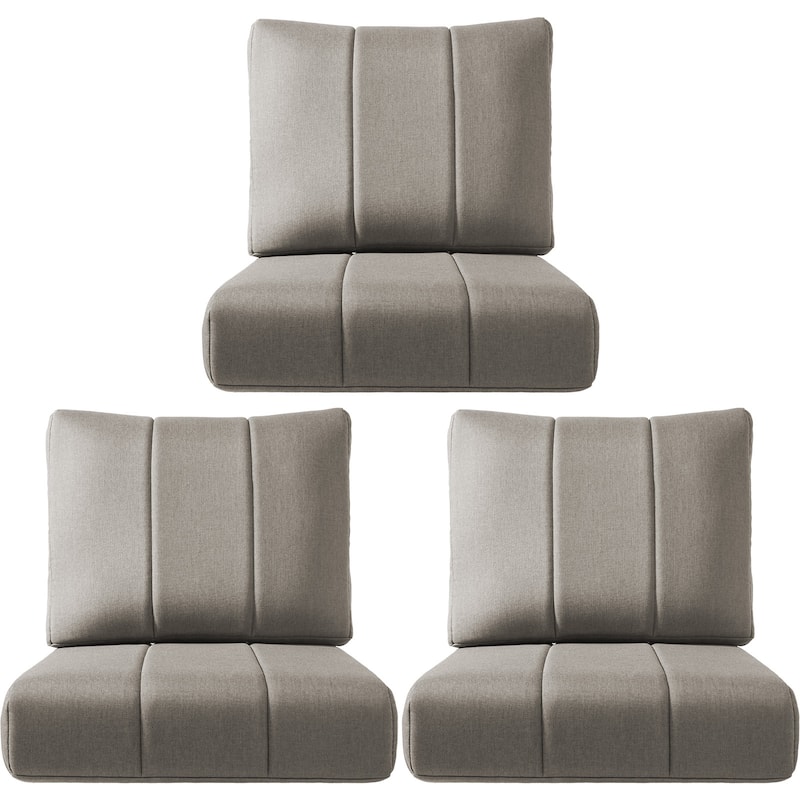Ivora 24" W x 24" D x 6" T Water & Fade Resistant Outdoor Lounge Chair Replacement Cushion Set - 3 Sets - Gray