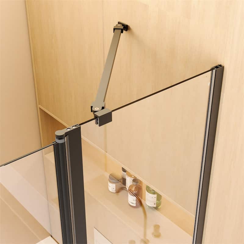 Frameless Folding Shower Doors for Bathtub,Bathroom Pivot Glass Door