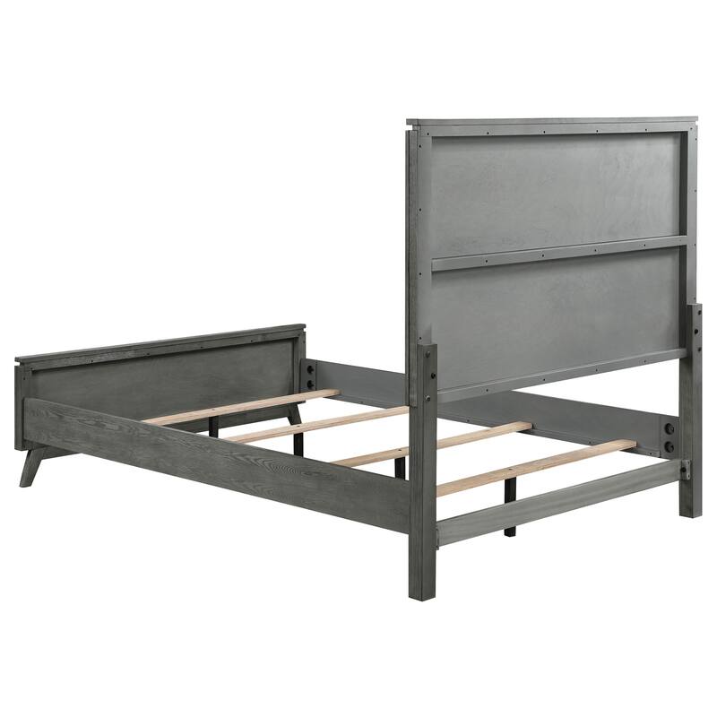 Nathan Mid-Century Modern Wood Panel Bed Grey
