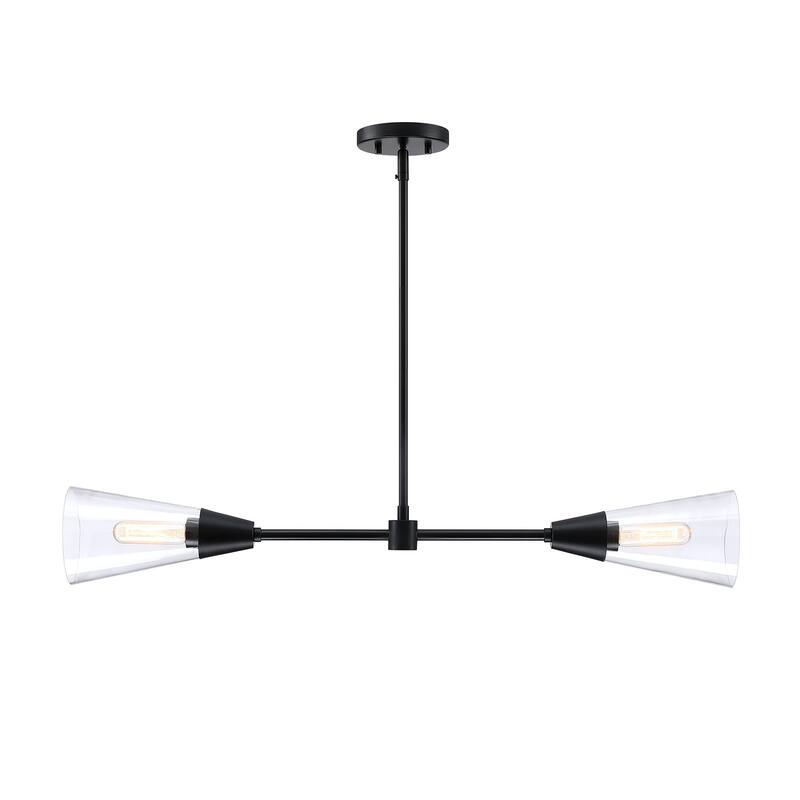 Norro 36 in. 2-Light Matte Black Modern Island Pendant Light
