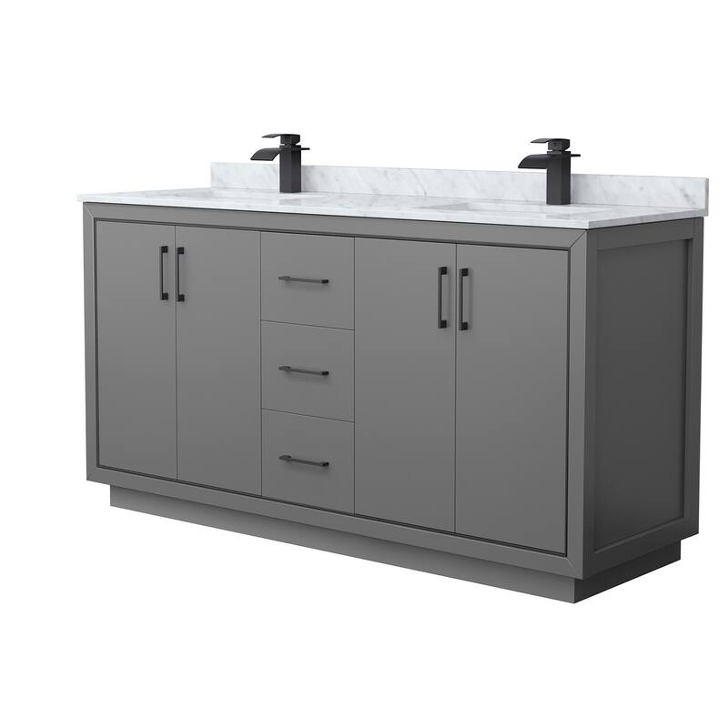 Wyndham Collection WCF1111-66D-NAT-MXX Icon 66" Free Standing Double - Dark Gray / Matte Black Hardware