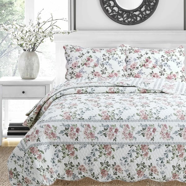 Breezy Floral 100% Cotton Reversible Quilt Set