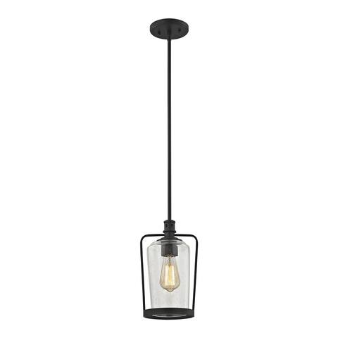 Hamel 1-Light Mini Pendant in Oil Rubbed Bronze with Clear Seedy Glass - Includes Adapter Kit
