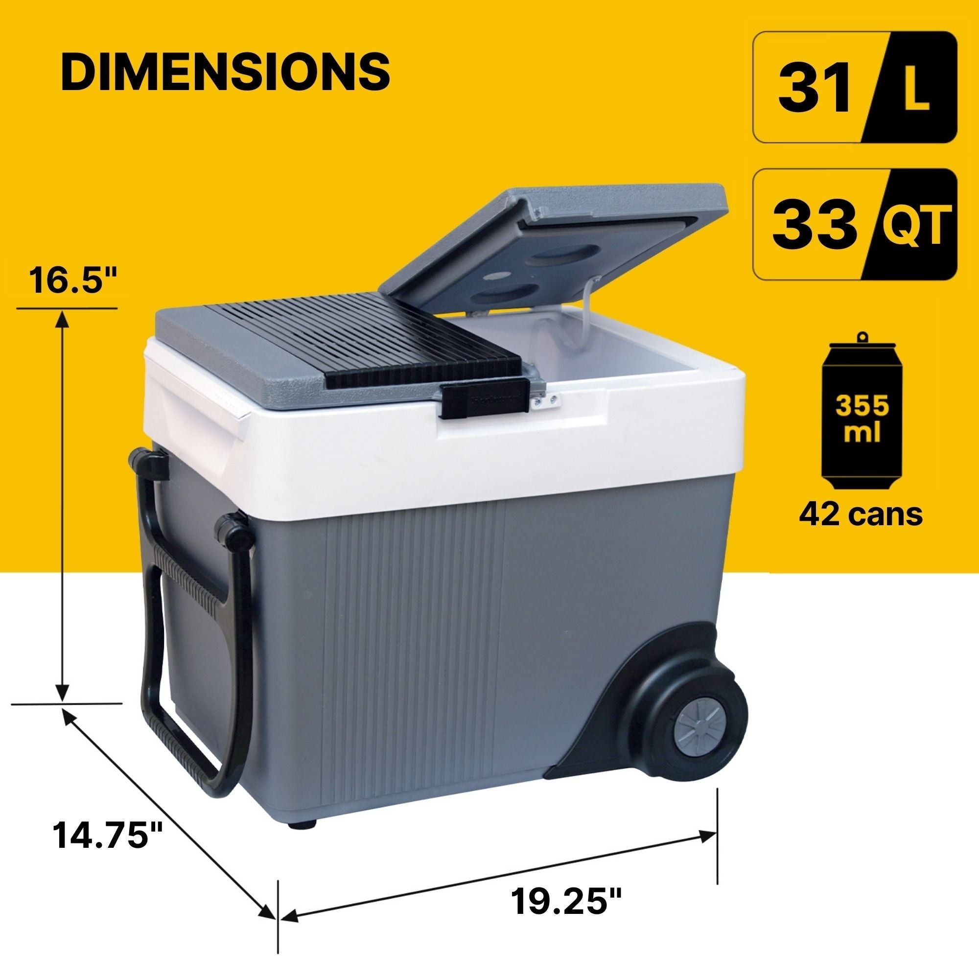 Koolatron 12V Wheeled Electric Cooler/Warmer, 31L (33 qt), Gray