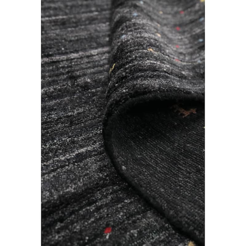 Hand Knotted Oriental Viscose Silk Carpet Tribal Animal Pictorial Greys & Charcoal Gabbeh Area Rug - 11' 8'' X 8' 9''