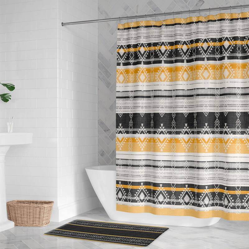 Laural Home Sierra Black and Mustard II Memory Foam Rug