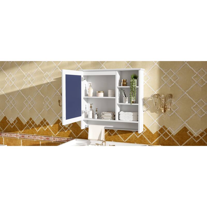 Roomfitters 30 Inch Wall Mount 2-in-1 Mirror Cabinet, Storage Organizer with Adjustable Shelf & Soft Close Hinges