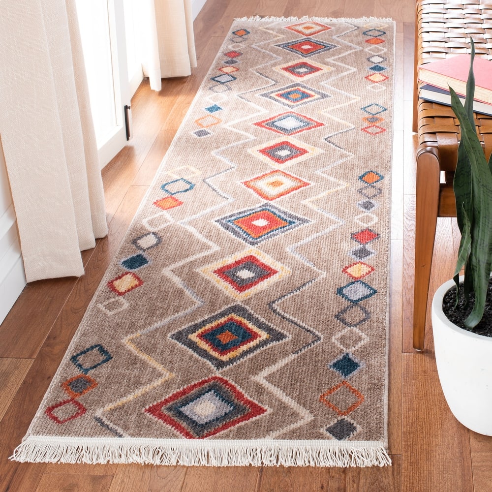 SAFAVIEH Farmhouse Kujtime Moroccan Boho Tassel Rug