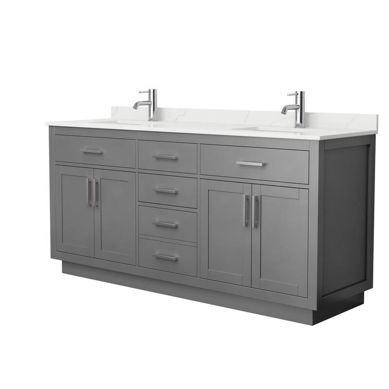 Wyndham Collection WCG262672D-QTZ-UNSMXX Beckett TK 72" Free Standing - Dark Gray / Giotto Quartz Top / Brushed Nickel
