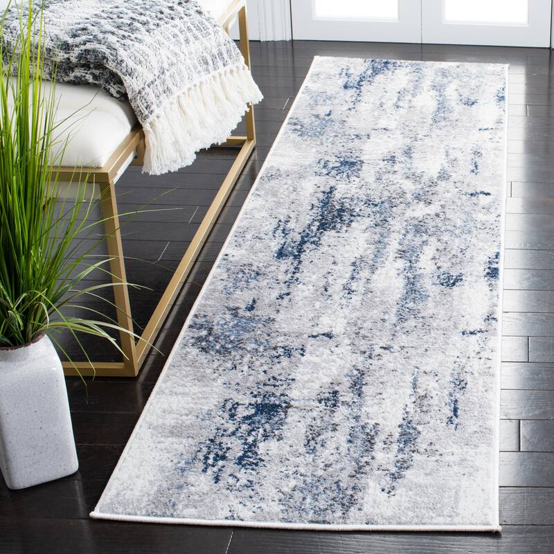 SAFAVIEH Amelia Caliopa Modern Abstract Rug - 2'2" x 14' Runner - Grey/Light Blue