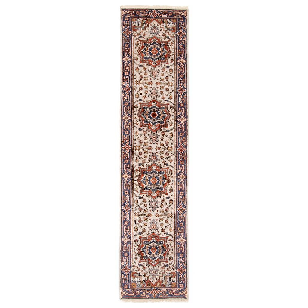 ECARPETGALLERY Hand-knotted Serapi Heritage Light Grey Wool Rug - 2'4 x 10'1