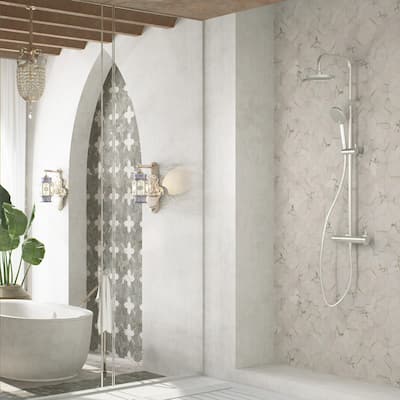 Merola Tile Istanbul Squire Shield Day with Day Cross 6" x 8-3/8" Porcelain Floor and Wall Tile - Case (48 Tiles)