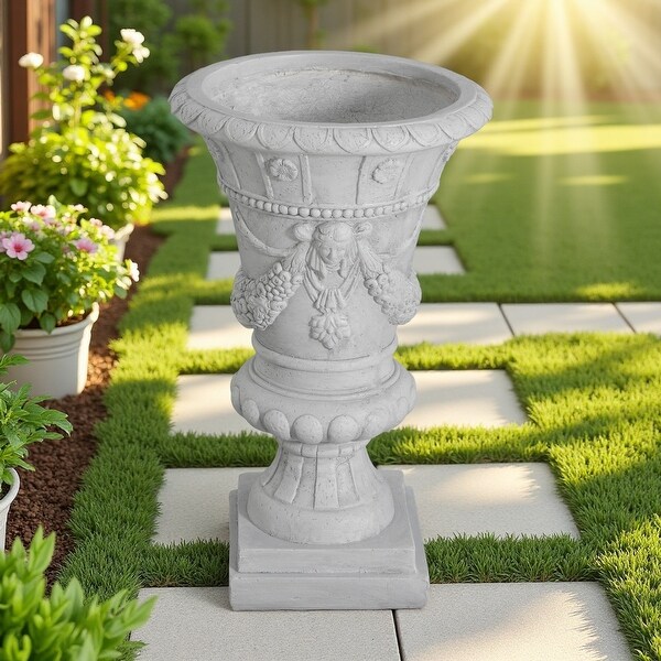 gardenH　904040 23.75'' H Garden Urn Planter, MGO Material, Hand-Painted, with