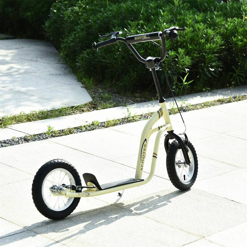 Steel Aluminum Kids Scooter with Adjustable Height Handle - 47.25"L x 22.75"W x 33.5"-37.5"H