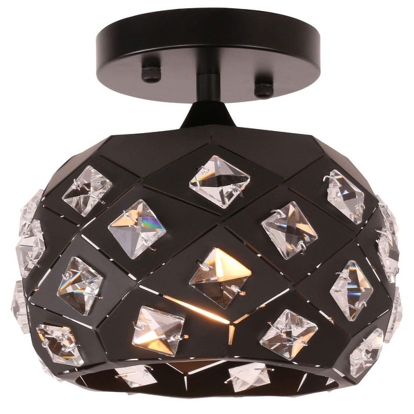 Shop Vintage industrial black crystal globe semi flush ...