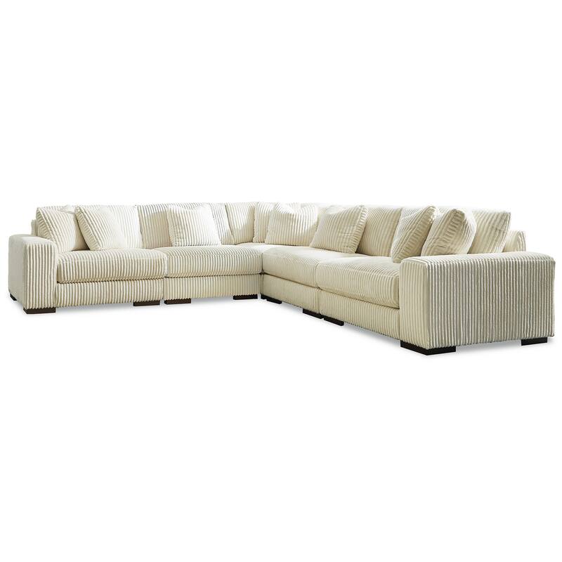 Signature Design by Ashley Lindyn Ivory 5-Piece Sectional with Ottoman - 133" W x 133" D x 38" H