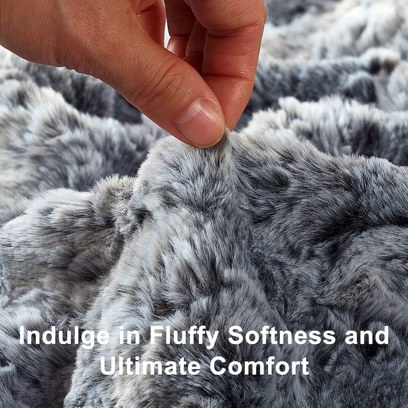 Variegated Warm Plush FauxFur Throw Cozy and Furry Blankets for Sofa