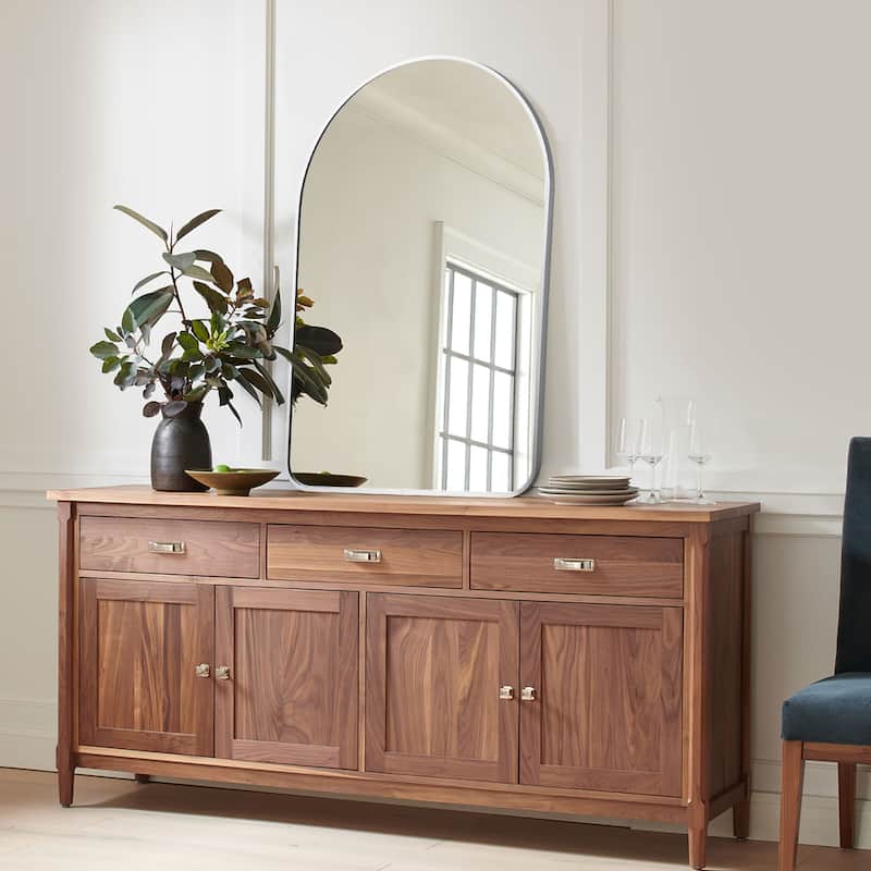 Modern Arch Bathroom Wall-mounted Mirror Vanity Mirror - 36x24-round angle - Sliver