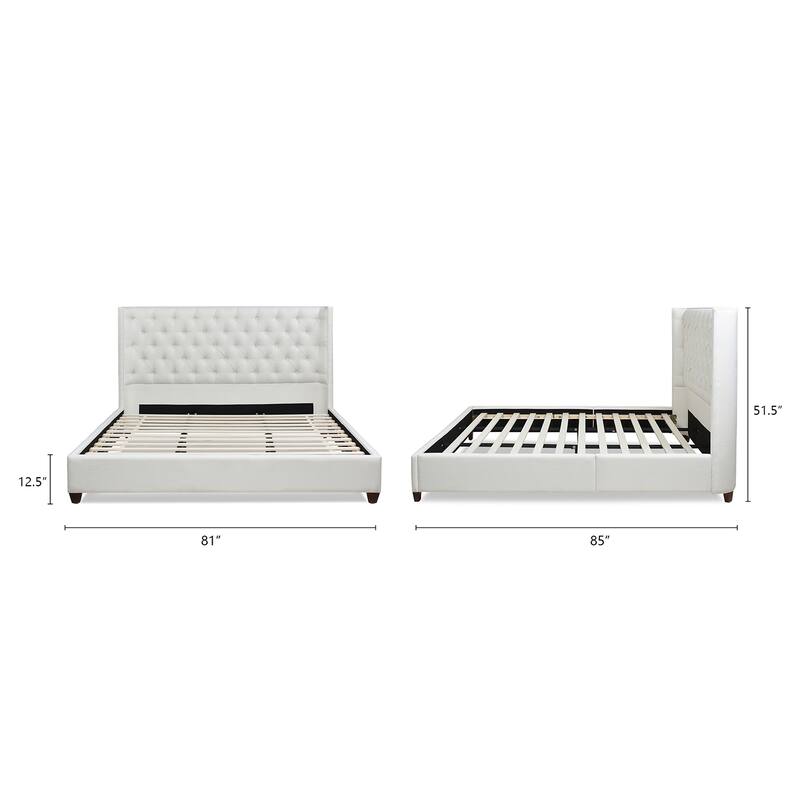 Manhattan Tufted Wingback Headboard King Platform Bed