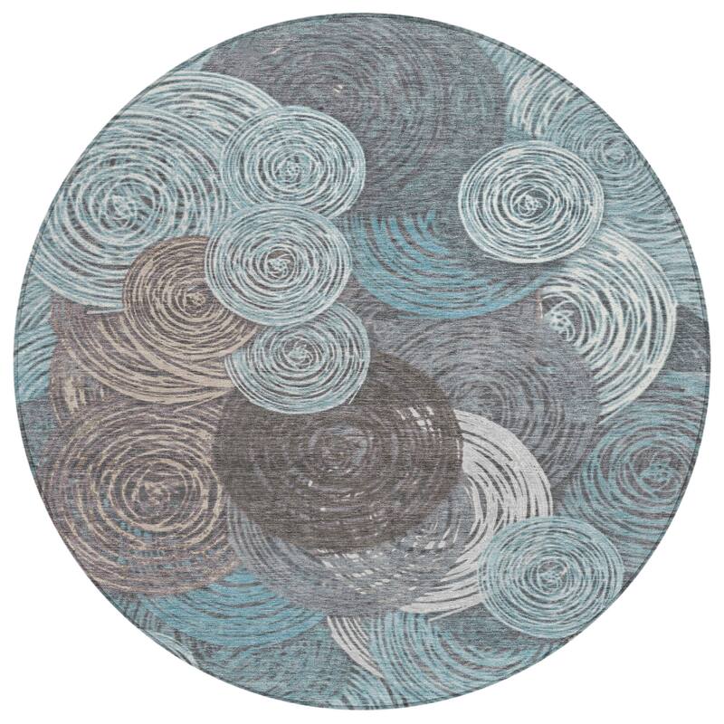 Machine Washable Indoor/ Outdoor Modern Twister Chantille Rug