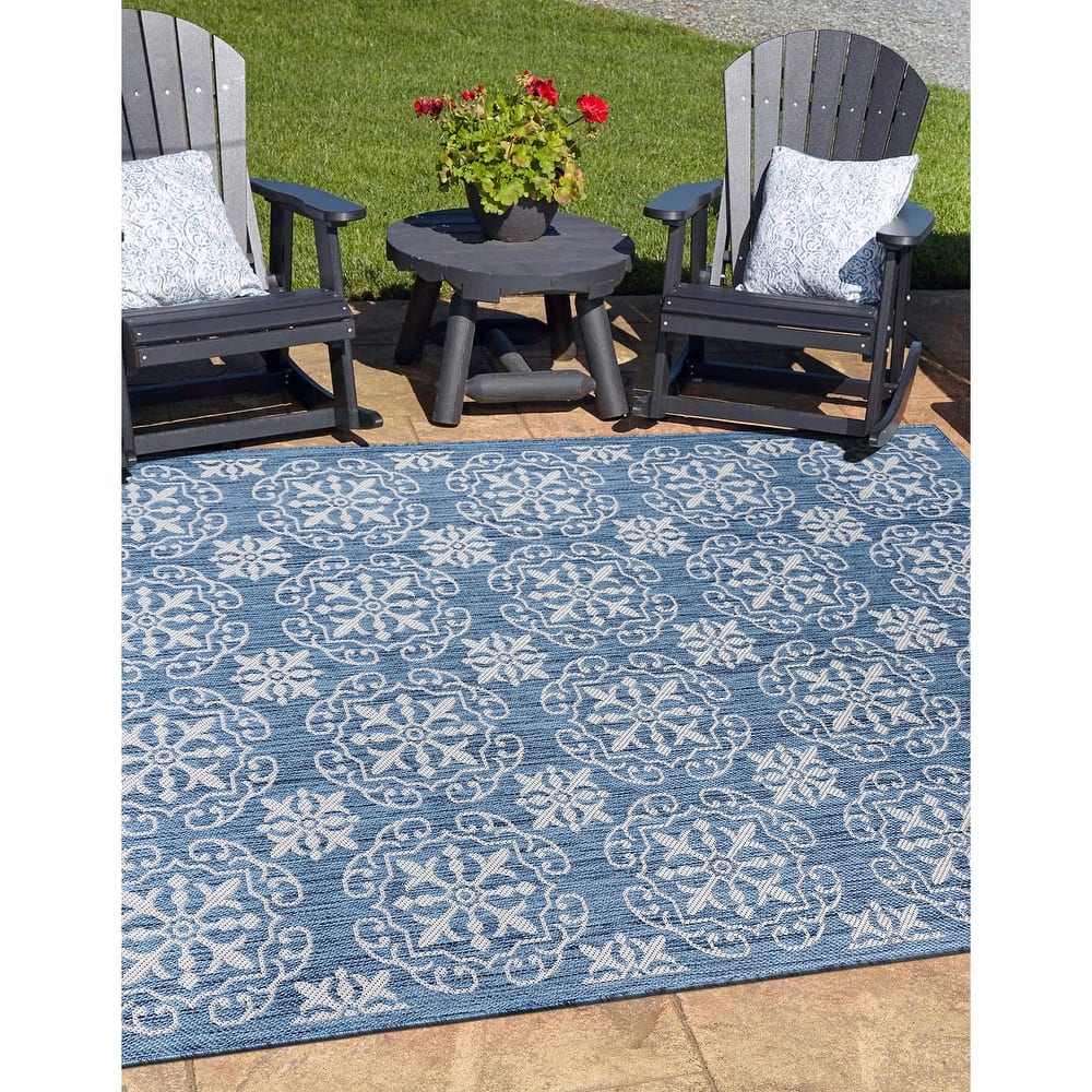World Rug Gallery Transitional Geometric Textured Flat Weave Indoor/Outdoor Area Rug