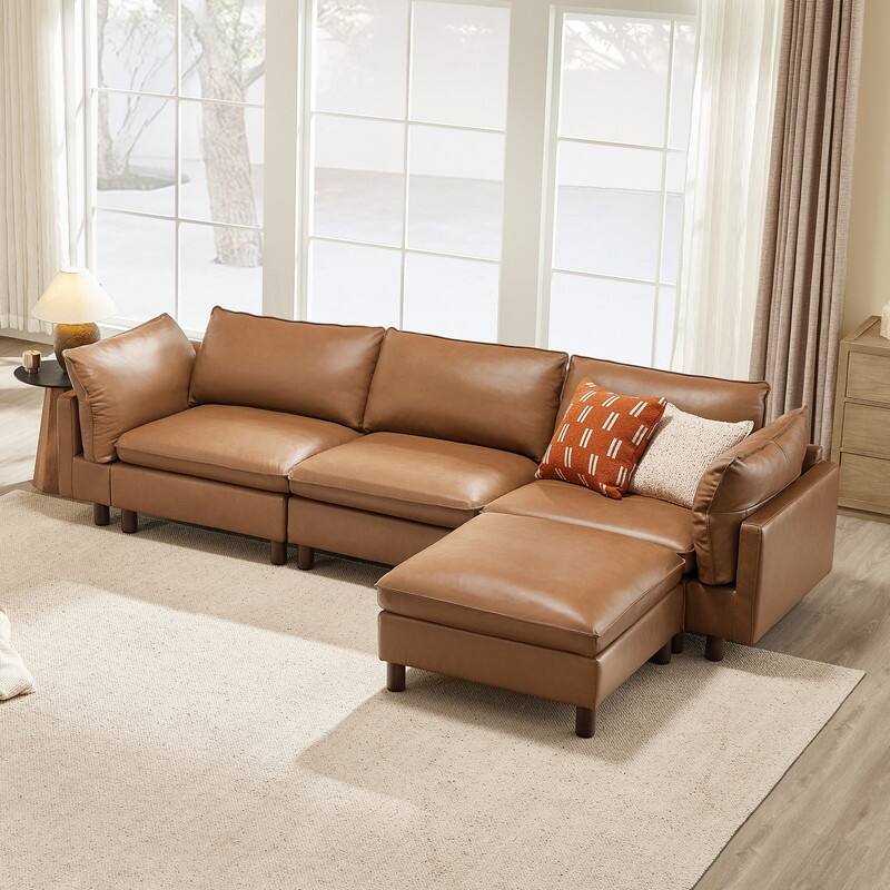Spruce & Spring Modular Cloud Couch Sofa with Wood Legs for Living Room