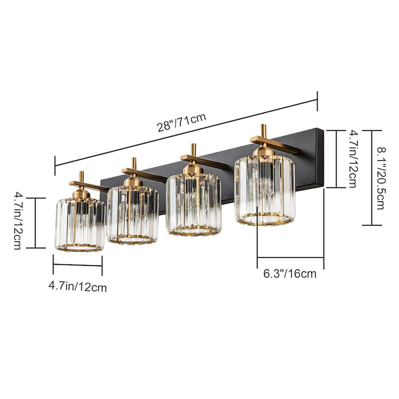 Mid-Century Modern Dimmable Bathroom Vanity Light Crystal Glass Wall Sconce