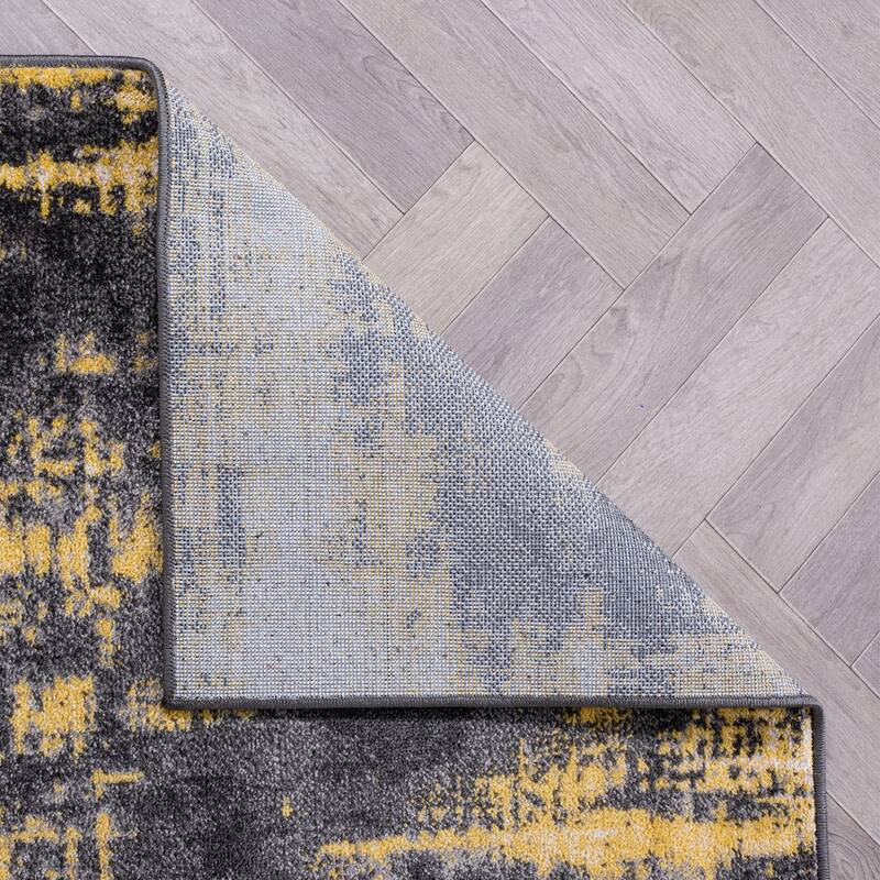 World Rug Gallery Contemporary Abstract Design Yellow Area Rug