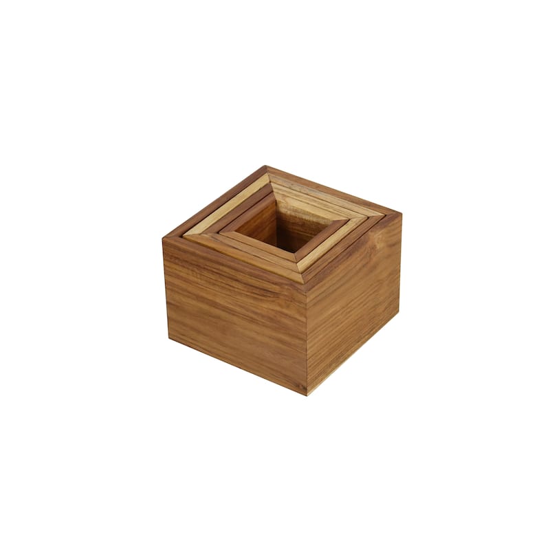 Eleganto® 4 Piece Teak Wood Bathroom Amenities Nesting Set