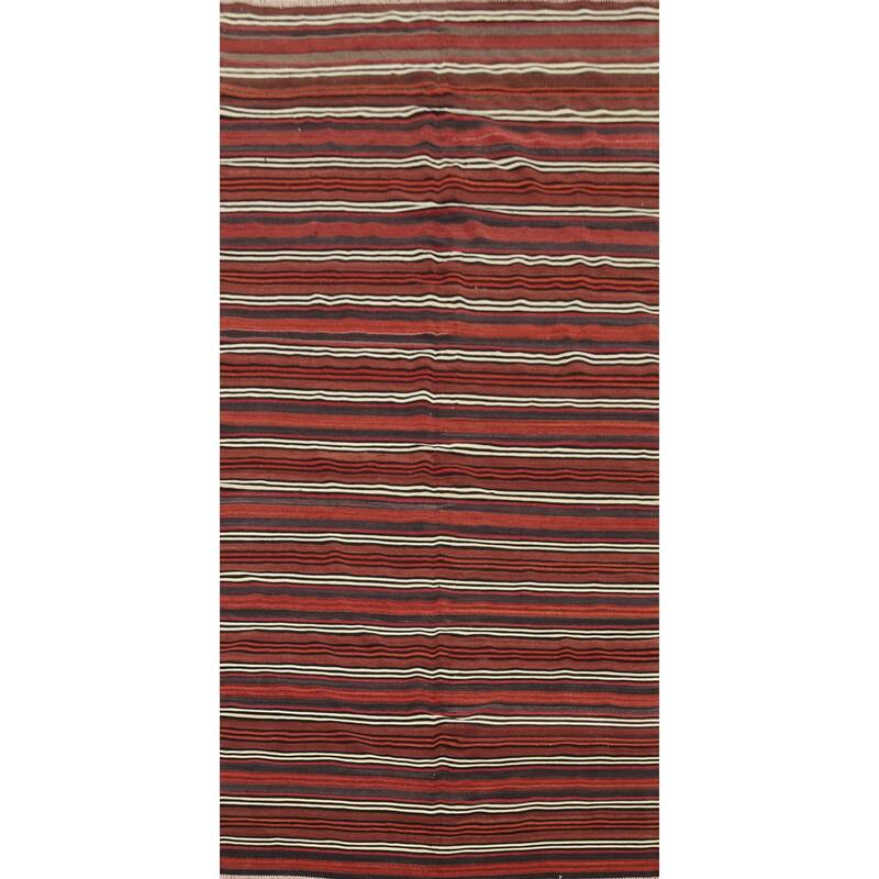 Hand Woven Oriental 100% Wool Carpet Southwestern Geometric Oranges & Rust Kilim Area Rug - 11' 6'' X 5' 0''