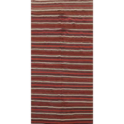 Hand Woven Oriental 100% Wool Carpet Southwestern Geometric Oranges & Rust Kilim Area Rug - 11' 6'' X 5' 0''