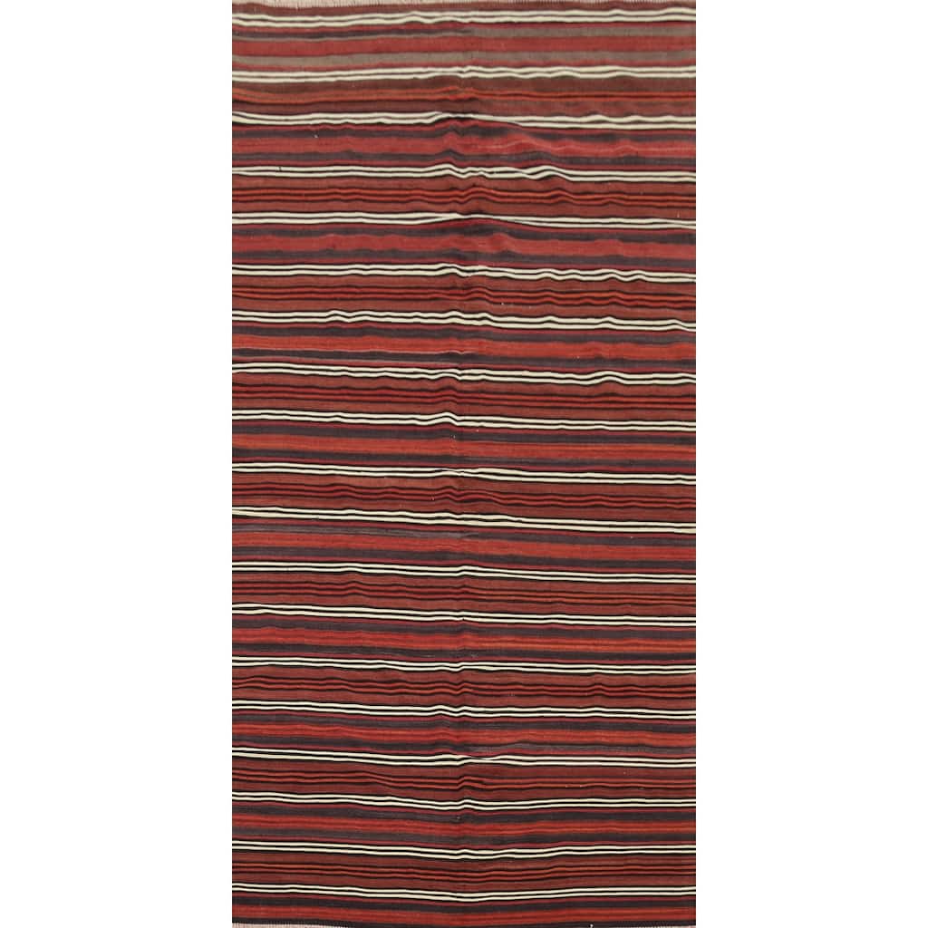 Hand Woven Oriental 100% Wool Carpet Southwestern Geometric Oranges & Rust Kilim Area Rug - 11' 6'' X 5' 0''