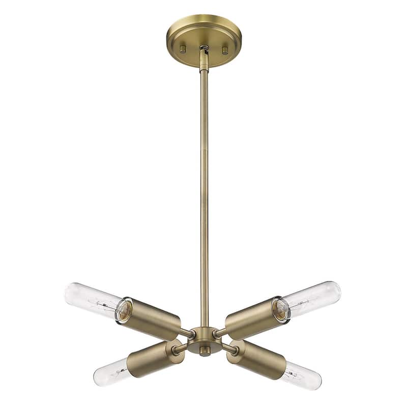 HomeRoots Gold Four Light Metal Dimmable Chandelier - 12' X '1.75' X '12