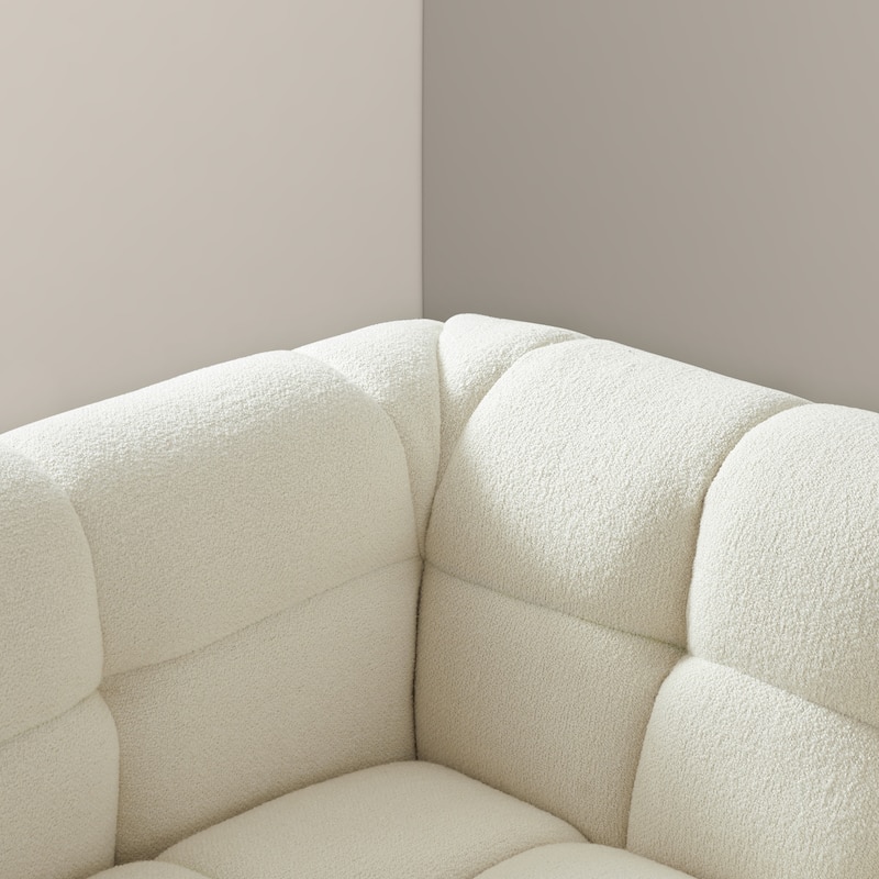 Magic Luxury Mid Century Modern Tufted Cream Boucle Couch