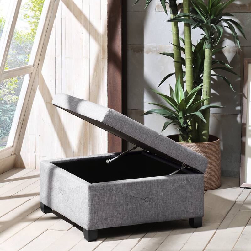 Madison Park Lucas Soft Close Storage Ottoman - Grey