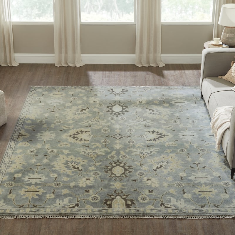 Siena Blend Hand-Knotted Area Rug - 10' x 14' - Sky Blue
