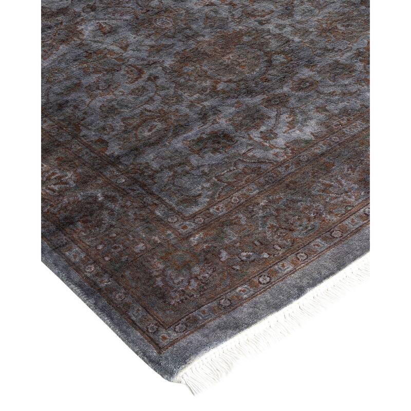 Overton Hand Knotted Wool Vintage Inspired Modern Contemporary Overdyed Gray Area Rug - 2' 6" x 12' 7"