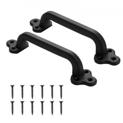 Black Carbon Steel Fence Barn Door Handles Rust-Resistant Grip