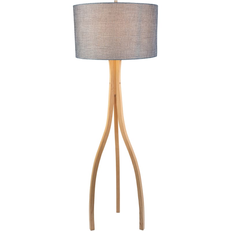 Contemporary Alton Floor Lamp with Natural Finish Wood Base