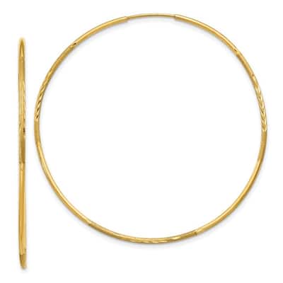 Curata 14k Yellow Gold Sparkle Cut Endless Hoop Earrings - 51x51mm