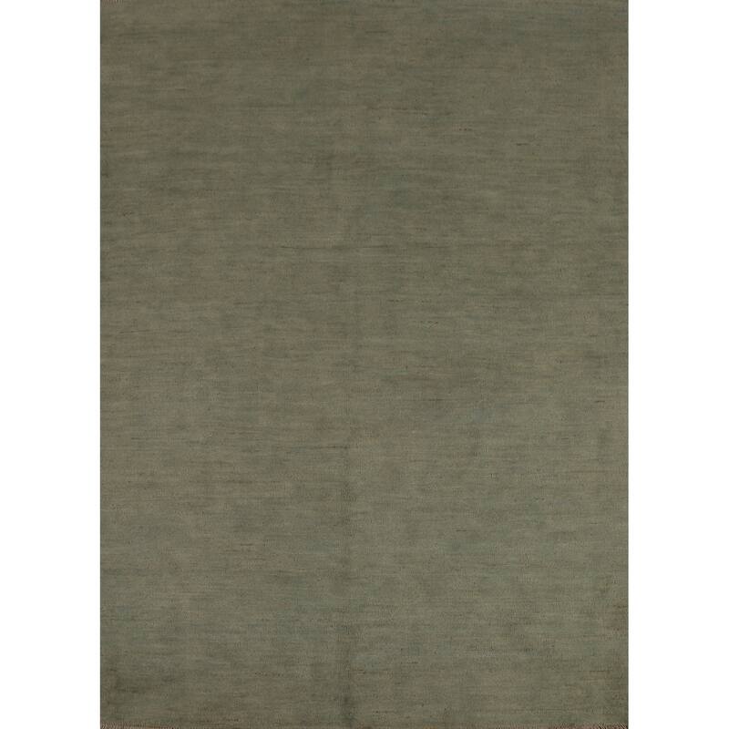 Modern Gabbeh Oriental Rug Handmade Green Wool Carpet - 4'11" x 6'5"