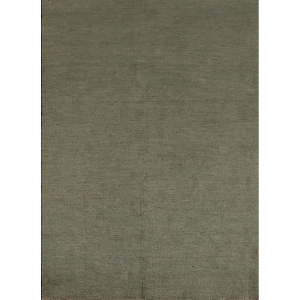 Modern Gabbeh Oriental Rug Handmade Green Wool Carpet - 4'11" x 6'5"