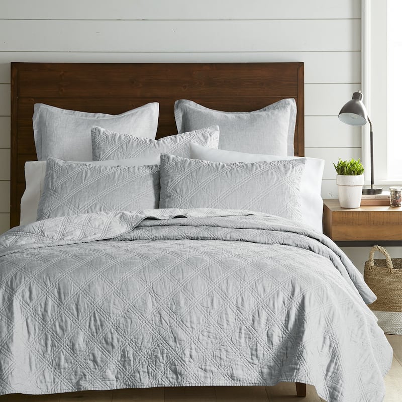 Washed Linen Light Grey Full/Queen Quilt - Levtex Home - King - Cal King