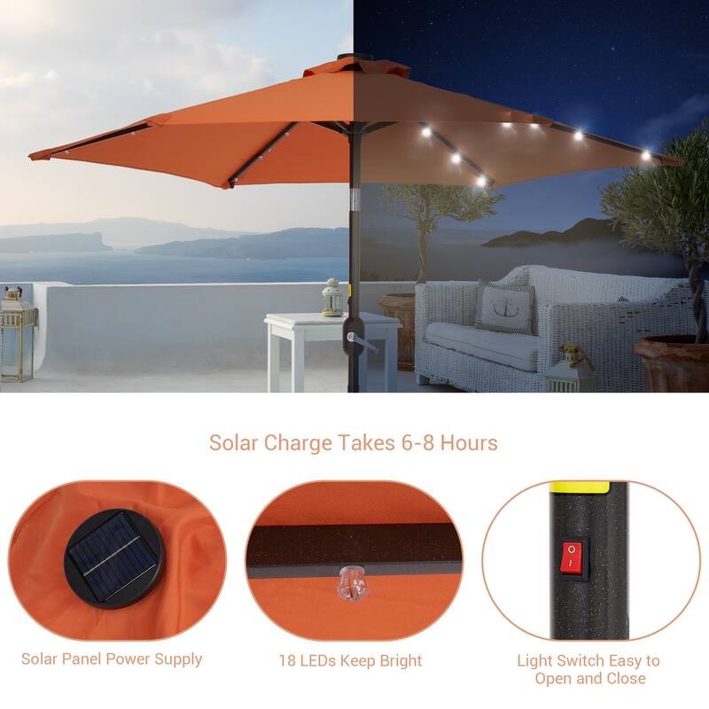 LIVOOSUN Patio 7.5 Feet Market Solar LED Light Umbrella