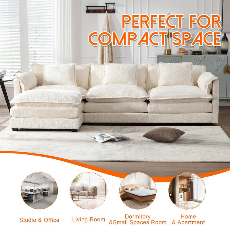 Chenille Fabric L-Shape Comfy Oversized three-seat Modular Sectional Sofa