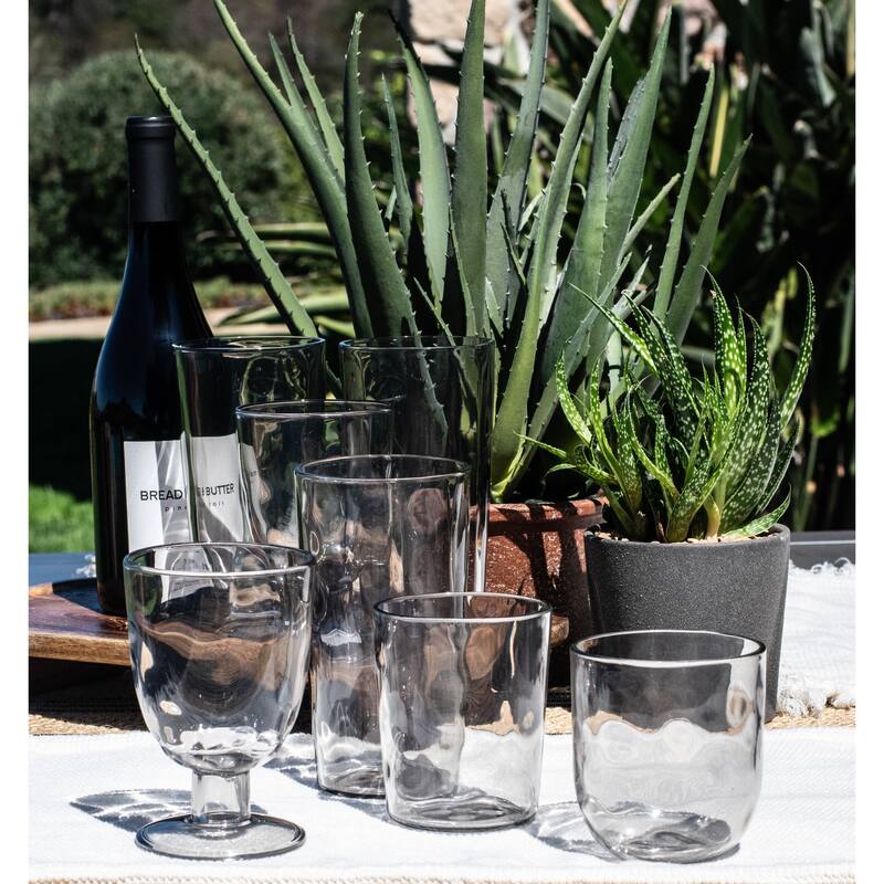 Abode Homewares by TarHong Rustic Goblet, Light Gray, 14 oz, Set of 6