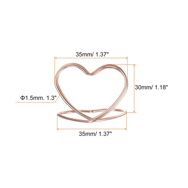 12pcs Table Number Holders 30mm Tall 35mm Base Width Double Heart - Rose Gold