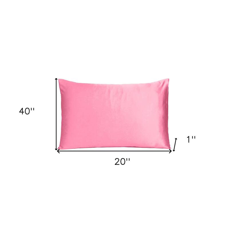 HomeRoots Pink Rose Dreamy Set Of 2 Silky Satin King Pillowcases