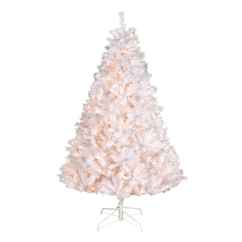 National Tree Company 6.5 ft Pre-Lit Winchester Pine Artificial Christmas Tree, 400 Clear Lights, Silver Glitter, Includes Stand